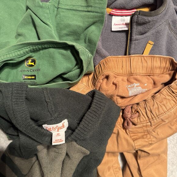 Hanna Andersson Fleece Full Zip Sweater Boys 4T Bundle Lined Pants John Deere - Picture 2 of 8